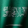 a close up of a green and white flag